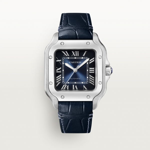 Cartier Santos - Blue dial, belt Cartier Santos
