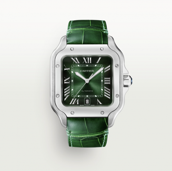 Cartier Santos - Green dial, belt Cartier Santos