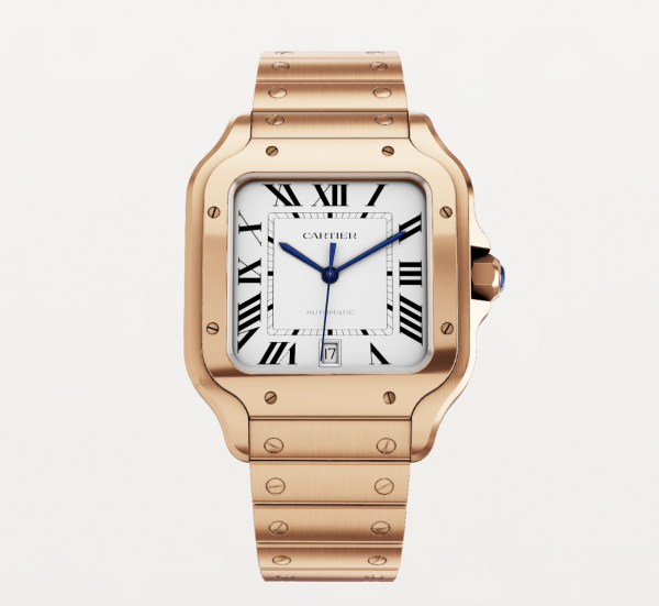 Cartier Santos - Rose gold case, silvered opaline dial Cartier Santos
