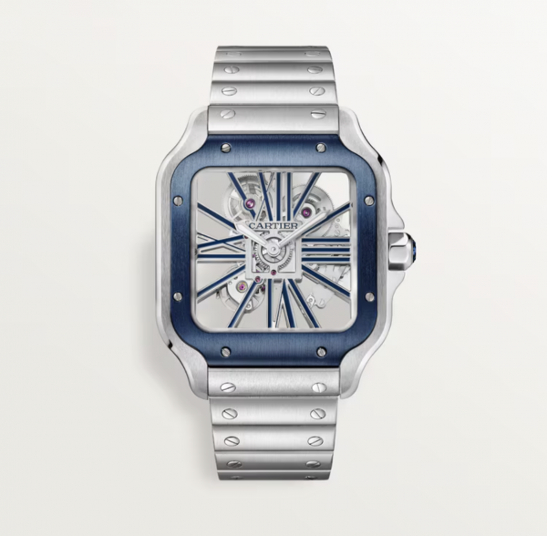 Cartier Santos - Skeleton - Dark blue rubber Cartier Skeleton