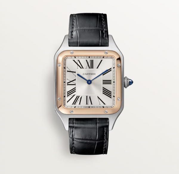 Cartier Santos - Steel case, 18K rose gold bezel Cartier Santos