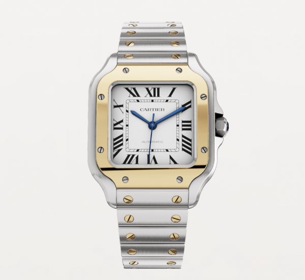 Cartier Santos- Steel case and 18K yellow gold beze Cartier Santos