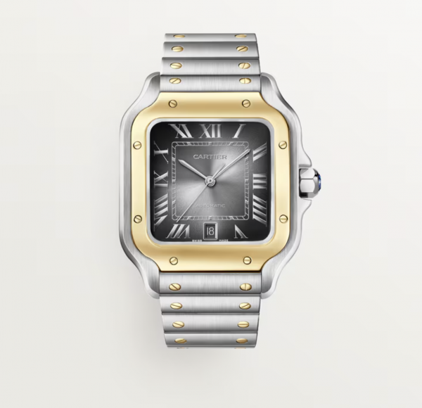 Cartier Santos - Steel case, bezel in yellow gold Cartier Santos