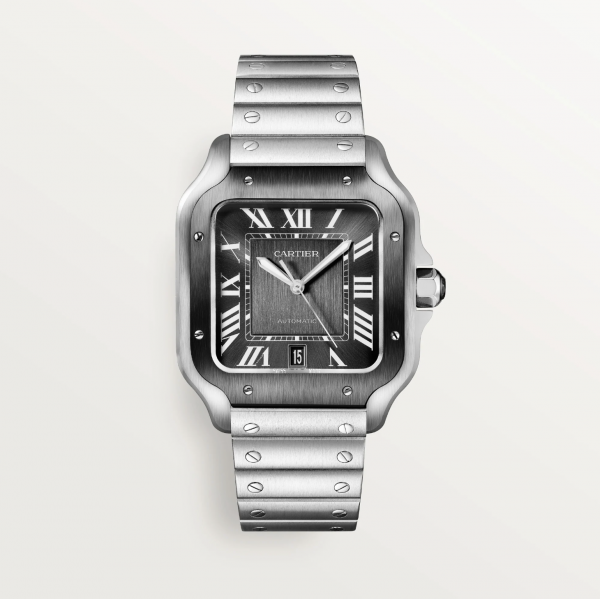 Cartier Santos - Steel crown set with gray dial Cartier Santos