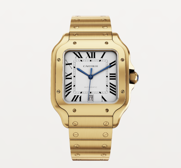 Cartier Santos - Yellow gold, silvered opaline dial Cartier Santos
