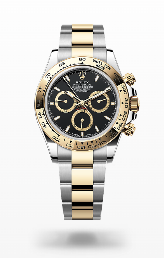 Rolex Cosmograph Daytona - Black, golden counter rings and steel Rolex Cosmograph Daytona