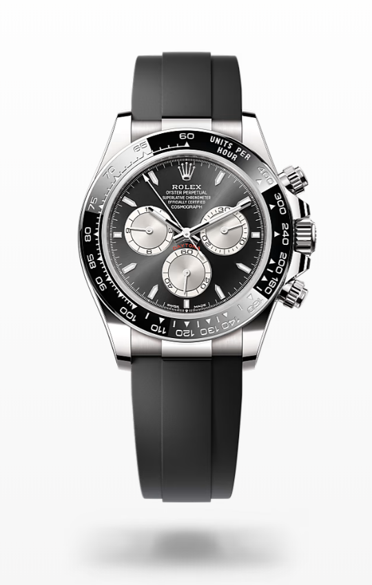 Rolex Cosmograph Daytona - Bright black and steel - White gold, oysterflex Rolex Cosmograph Daytona