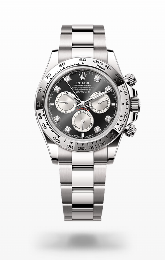 Rolex Cosmograph Daytona - Bright black and steel set with diamonds Rolex Cosmograph Daytona Diamond