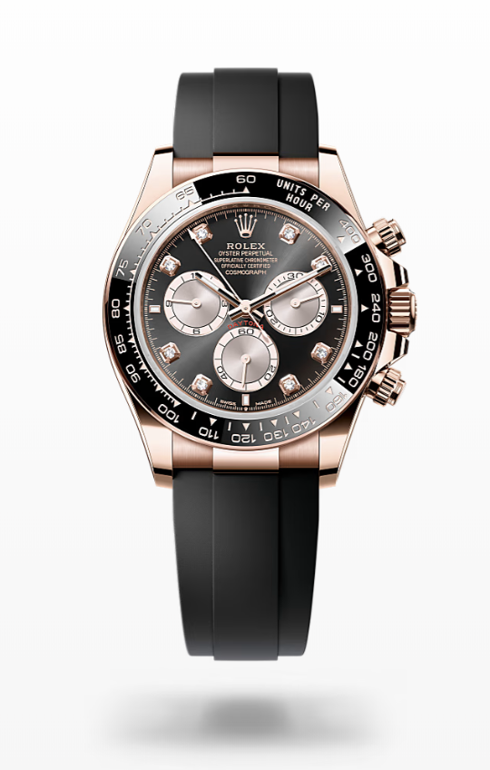 Rolex Cosmograph Daytona - Bright black and sundust set with diamonds - Everose gold, oysterflex Rolex Cosmograph Daytona Everose Gold and Diamonds