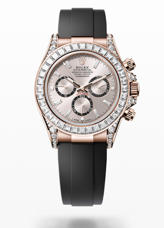 Rolex Cosmograph Daytona - Sundust, bright black counter rings set with diamonds - Everose gold, oysterflex Rolex Cosmograph Daytona Everose Gold and Diamonds