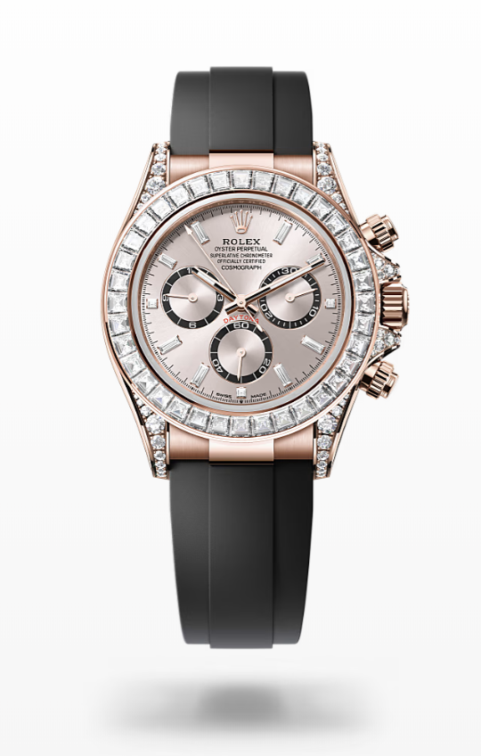 Rolex Cosmograph Daytona - Sundust, bright black counter rings set with diamonds - Everose gold, oysterflex Rolex Cosmograph Daytona Everose Gold and Diamonds