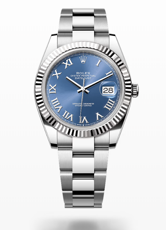 Rolex Date Just - Azurro blue - Oystersteel and white gold - bezel Rolex Datejust