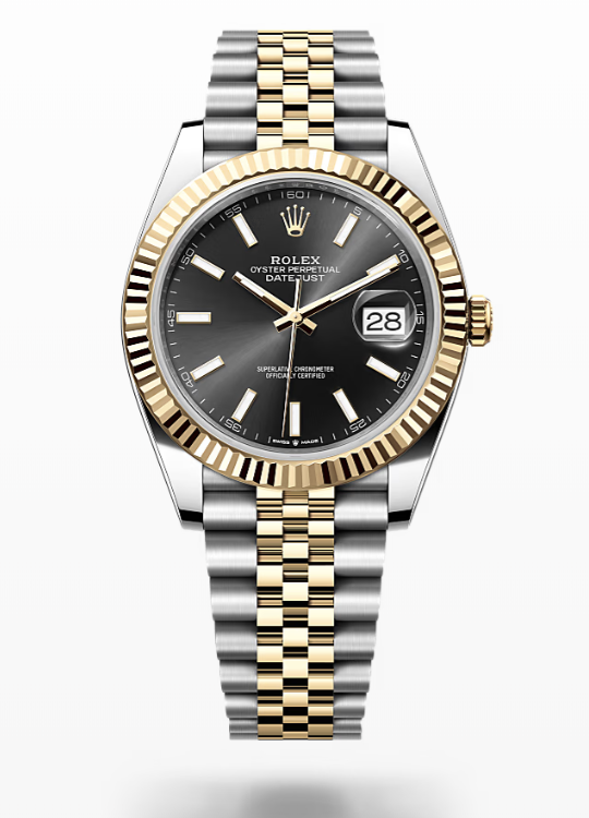 Rolex Date Just - Bright Black - Oystersteel and yellow gold Rolex Datejust