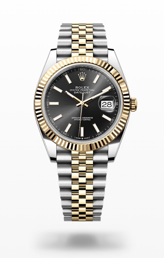 Rolex Date Just - Bright Black - Oystersteel and yellow gold Rolex Datejust