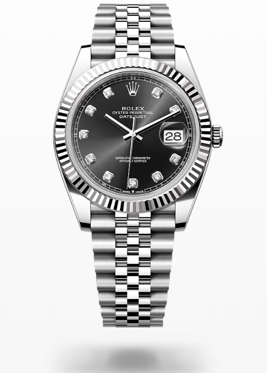 Rolex Date Just - Bright Black Set With Diamonds Rolex Datejust Diamonds