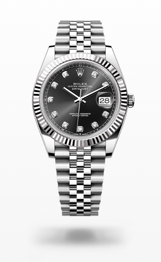 Rolex Date Just - Bright Black Set With Diamonds Rolex Datejust Diamonds