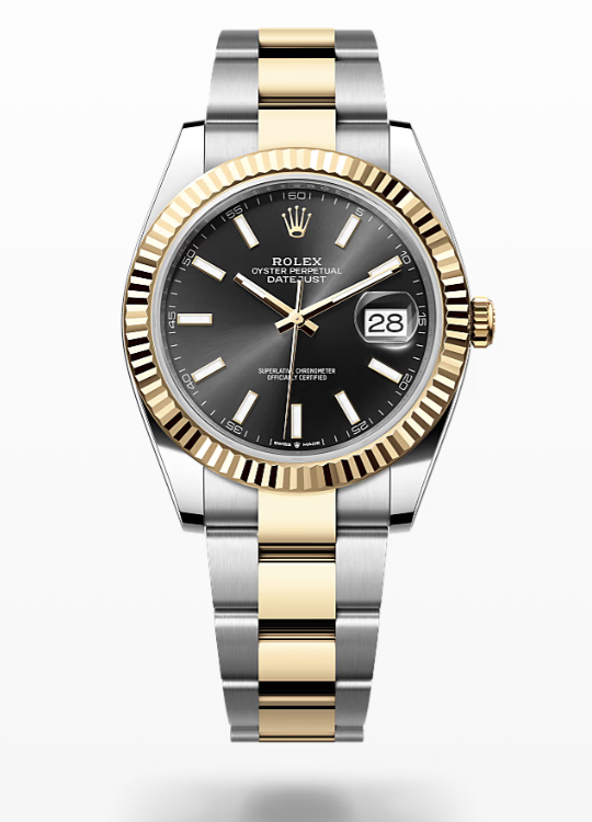 Rolex Date Just - Bright black - Oystersteel and yellow gold, bezel Rolex Datejust