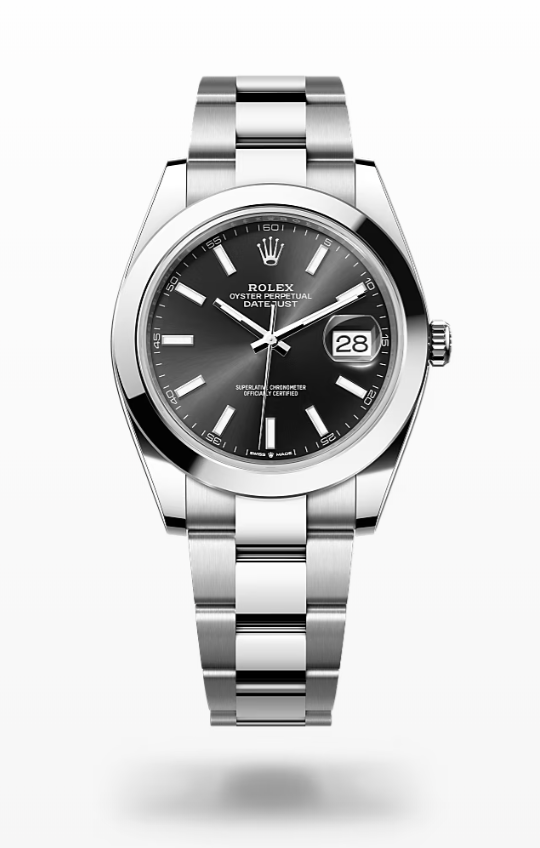Rolex Date Just - Bright black - Oystersteel Rolex Datejust