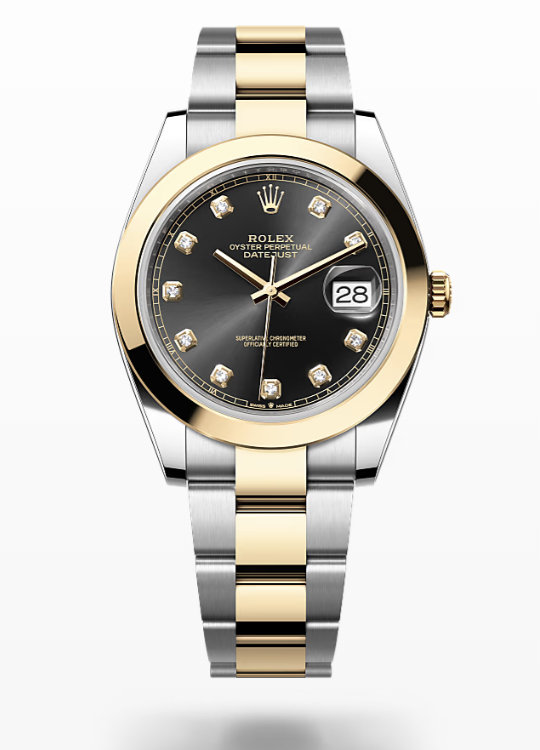 Rolex Date Just - Bright black set with diamonds - Oystersteel and yellow gold, dial Rolex Datejust Diamonds