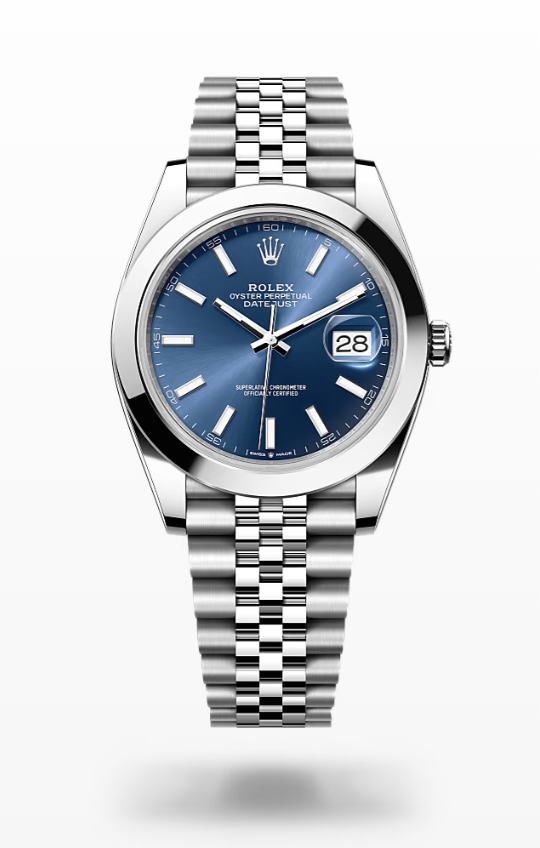 Rolex Date Just - Bright blue - Oystersteel, jubilee Rolex Datejust