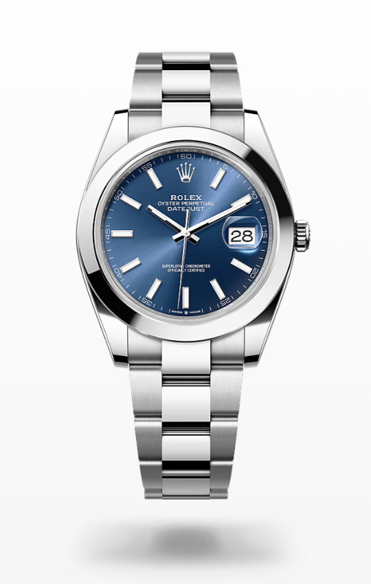 Rolex Date Just - Bright blue - Oystersteel Rolex Datejust
