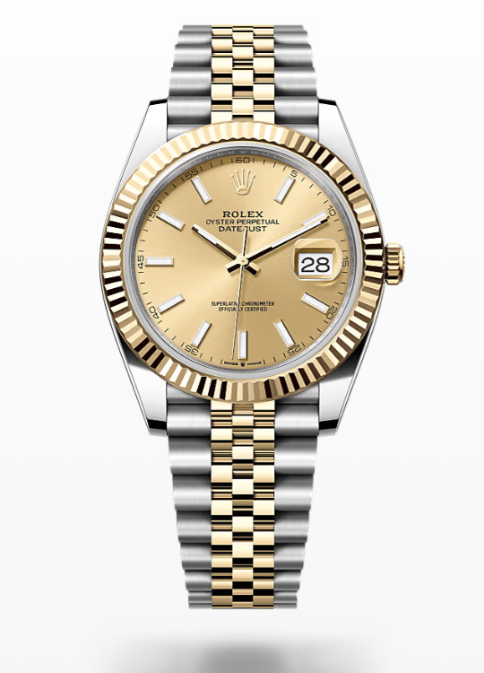 Rolex Date Just - Champagne-colour - Oystersteel and yellow gold Rolex Datejust