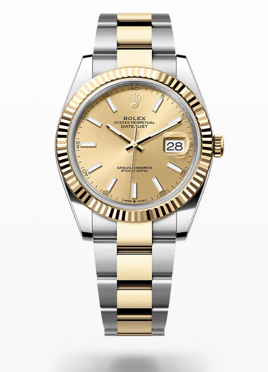 Rolex Date Just - Champagne-colour - Oystersteel and yellow gold, bezel Rolex Datejust