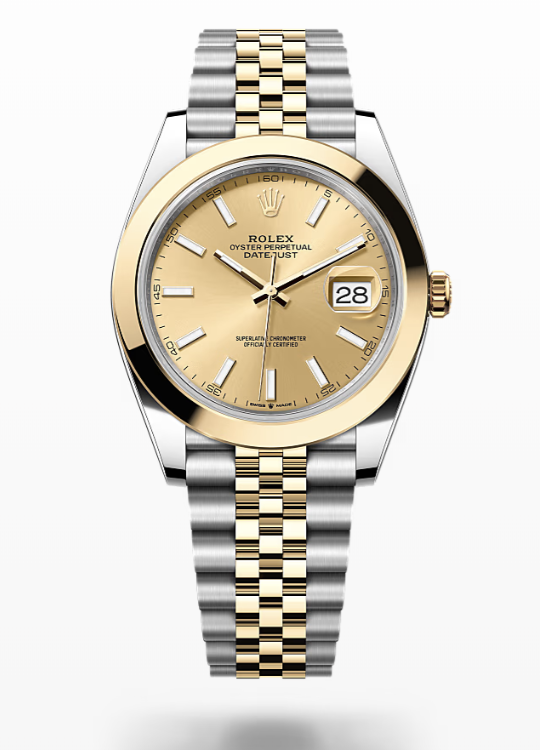 Rolex Date Just - Champagne-colour - Oystersteel and yellow gold, jubilee Rolex Datejust