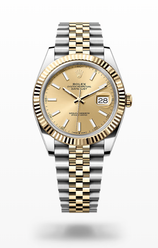 Rolex Date Just - Champagne-colour - Oystersteel and yellow gold Rolex Datejust