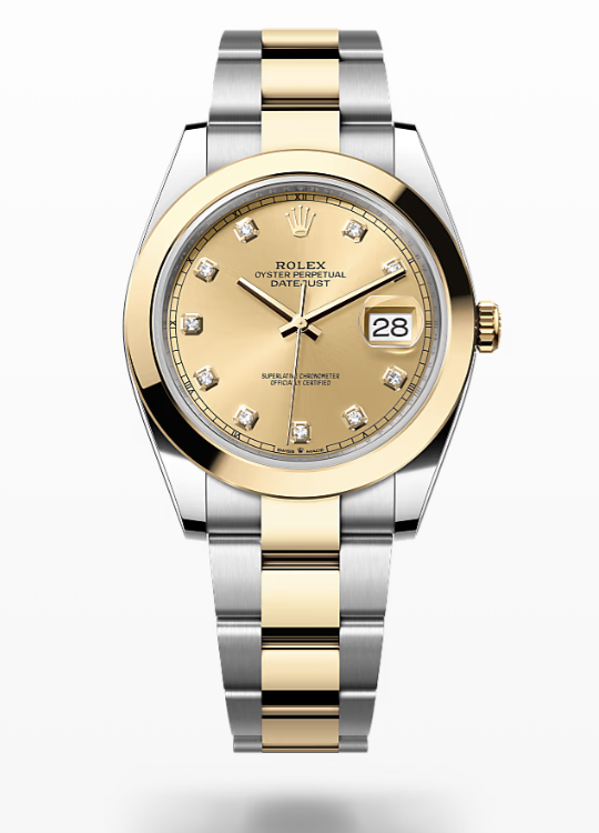 Rolex Date Just - Champagne-colour set with diamonds - Oystersteel and yellow gold, dial Rolex Datejust Diamonds