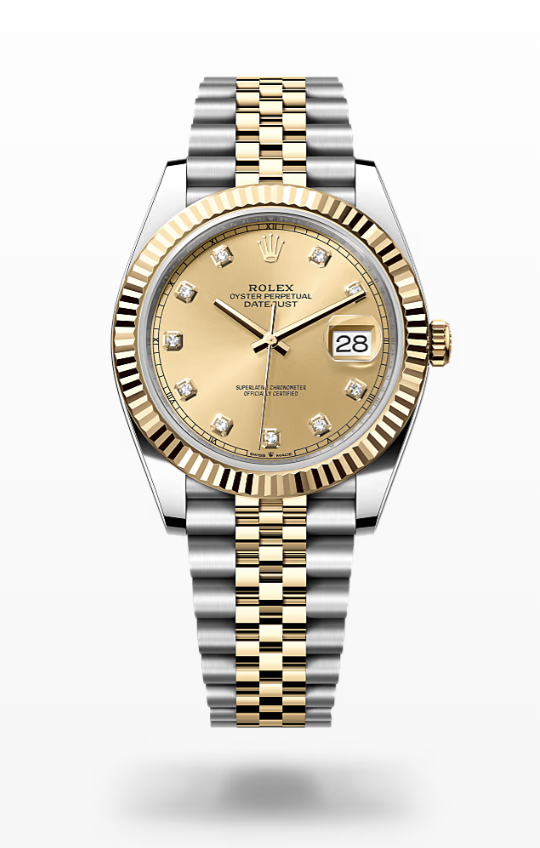 Rolex Date Just - Champagne-colour set with diamonds - Oystersteel and yellow gold Rolex Datejust Diamonds