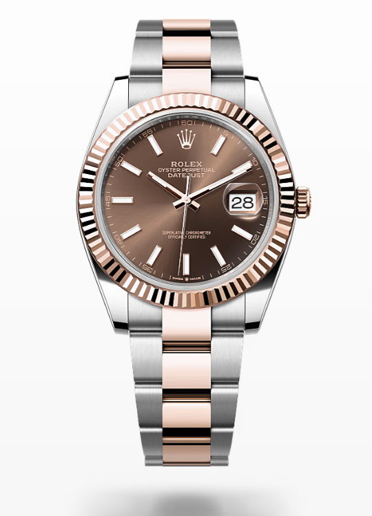 Rolex Date Just - Chocolate - Oystersteel and Everose gold, bezel Rolex Datejust