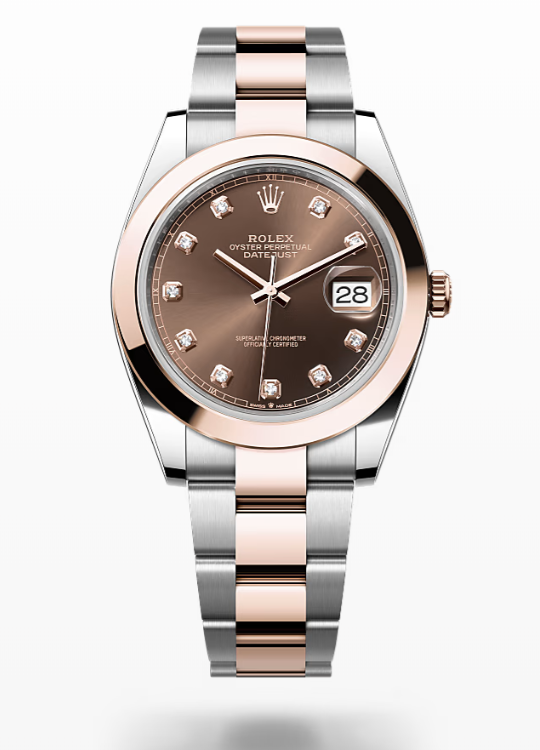 Rolex Date Just - Chocolate set with diamonds - Oystersteel and Everose gold, dial Rolex Datejust Diamonds