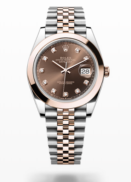 Rolex Date Just - Chocolate set with diamonds - Oystersteel and Everose gold, dial-jubilee Rolex Datejust Diamonds