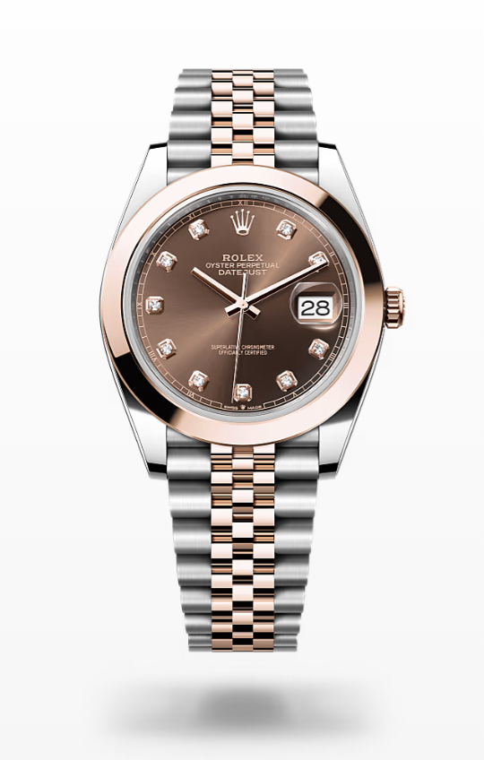 Rolex Date Just - Chocolate set with diamonds - Oystersteel and Everose gold, dial-jubilee Rolex Datejust Diamonds
