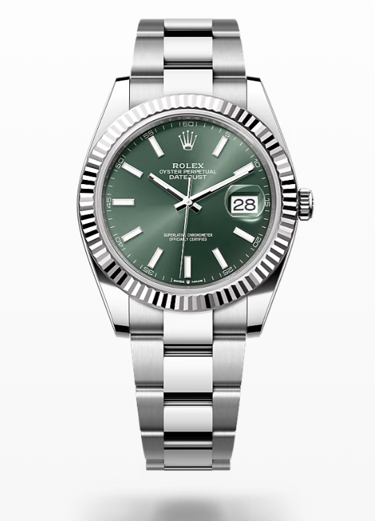 Rolex Date Just - Mint green - Oystersteel and white gold - bezel Rolex Datejust