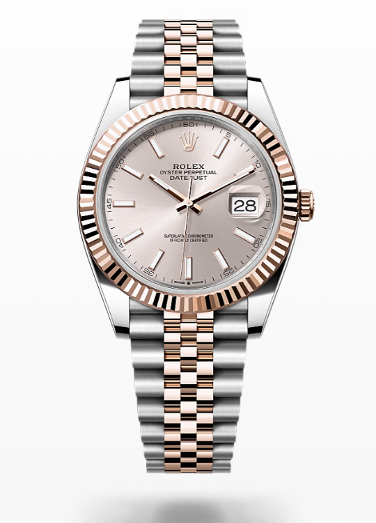 Rolex Date Just - Sundust - Oystersteel and Everose gold, bezel-jubilee Rolex Datejust