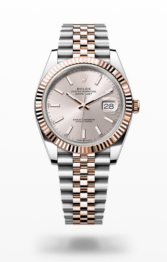 Rolex Date Just - Sundust - Oystersteel and Everose gold, bezel-jubilee Rolex Datejust