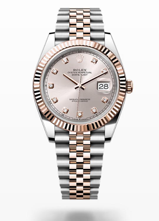 Rolex Date Just - Sundust set with diamonds - Oystersteel and Everose gold, bezel-jubilee Rolex Datejust Diamonds