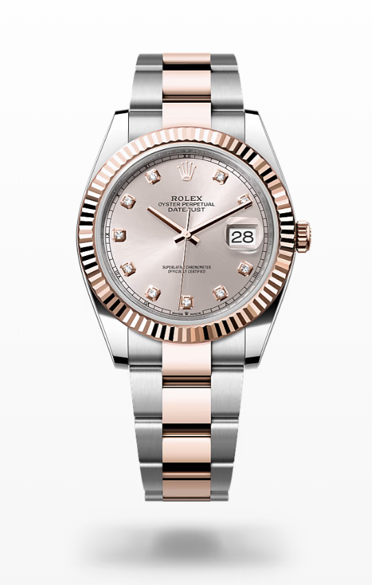 Rolex Date Just - Sundust set with diamonds - Oystersteel and Everose gold, bezel Rolex Datejust Diamonds