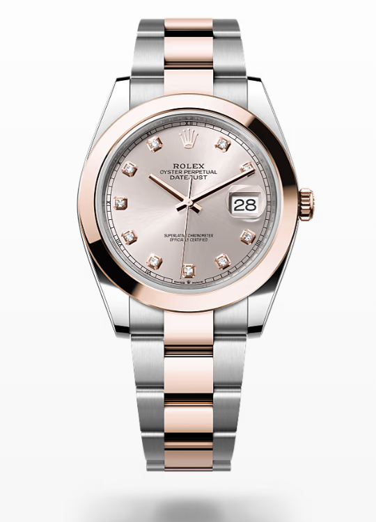 Rolex Date Just - Sundust set with diamonds - Oystersteel and Everose gold, dial Rolex Datejust Diamonds
