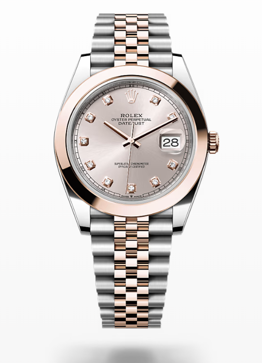 Rolex Date Just - Sundust set with diamonds - Oystersteel and Everose gold, dial-jubilee Rolex Datejust Diamonds