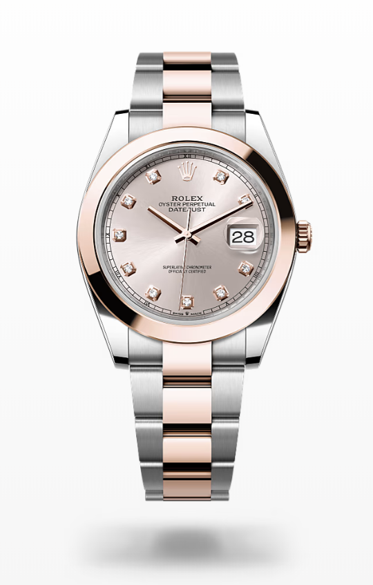 Rolex Date Just - Sundust set with diamonds - Oystersteel and Everose gold, dial Rolex Datejust Diamonds