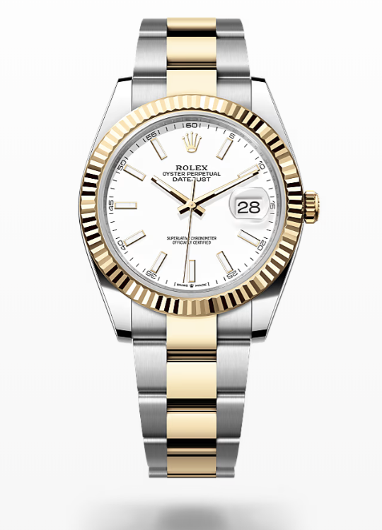 Rolex Date Just - White - Oystersteel and yellow gold, bezel Rolex Datejust