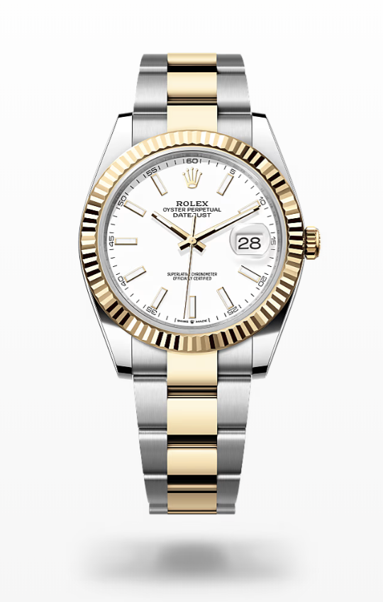 Rolex Date Just - White - Oystersteel and yellow gold, bezel Rolex Datejust