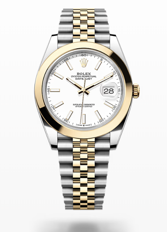 Rolex Date Just - White - Oystersteel and yellow gold, jubilee Rolex Datejust