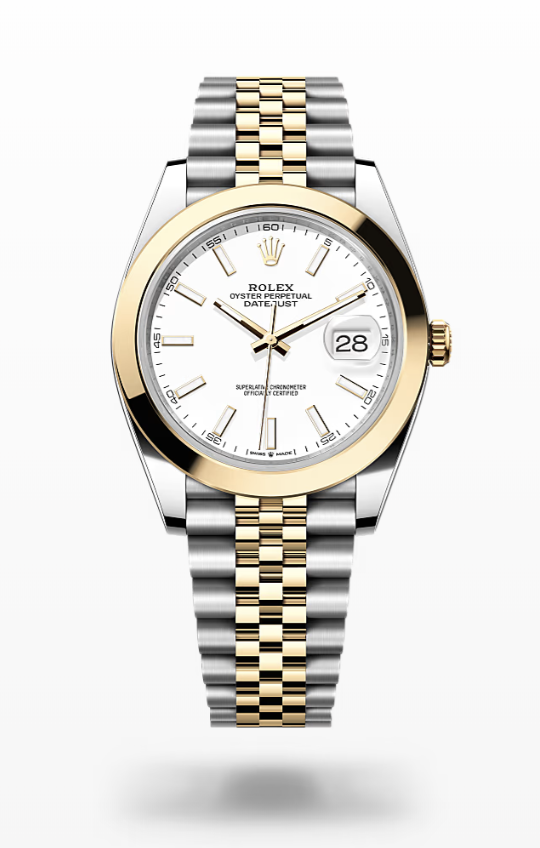 Rolex Date Just - White - Oystersteel and yellow gold, jubilee Rolex Datejust