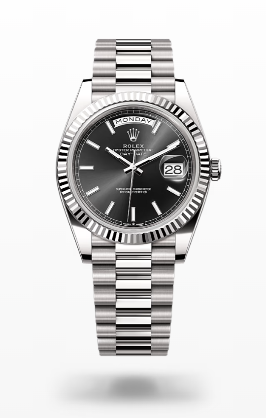 Rolex Day-Date - Bright black - White gold Rolex Day-Date
