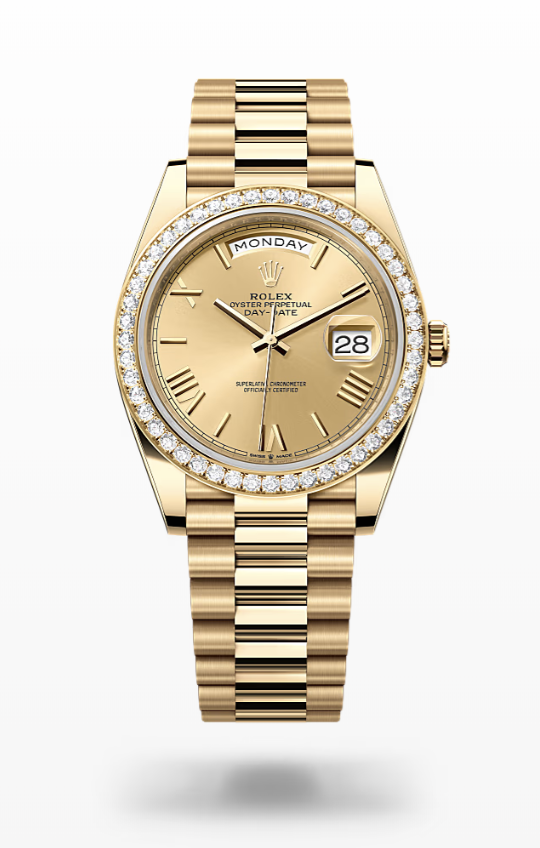 Rolex Day-Date - Champagne-colour - Yellow gold and diamonds I Rolex Day-Date Diamond