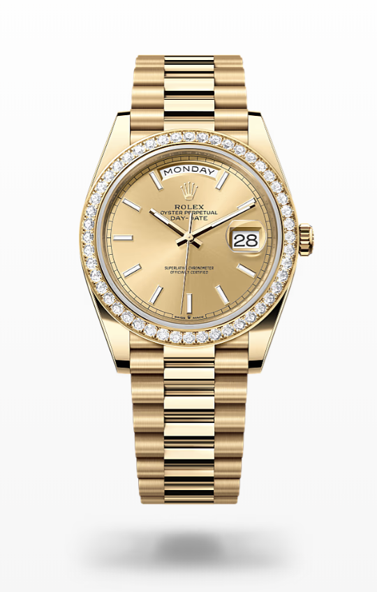 Rolex Day-Date - Champagne-colour - Yellow gold and diamonds Rolex Day-Date Diamond